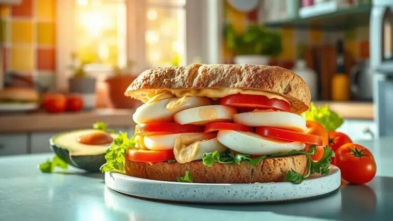 Delicie-se com um sanduíche fit de ovo cozido e maionese de linhaça